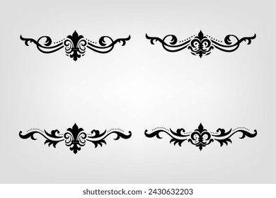 Text separator Baroque decoratice divider book typography ornament design elements vintage dividing shapes Border illustration