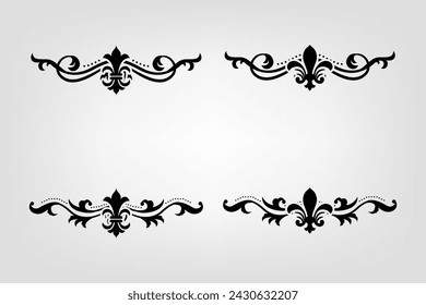 Text separator Baroque decoratice divider book typography ornament design elements vintage dividing shapes Border illustration