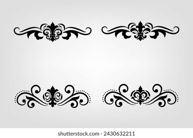 Text separator Baroque decoratice divider book typography ornament design elements vintage dividing shapes Border illustration
