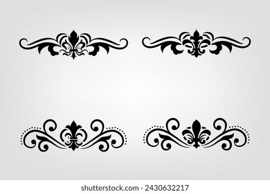 Text separator Baroque decoratice divider book typography ornament design elements vintage dividing shapes Border illustration