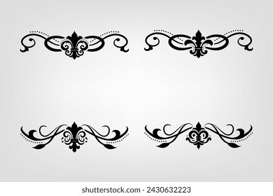Separador de texto Barroco decorativo divisor libro tipografía ornamento elementos de diseño vintage formas de división Ilustración de borde
