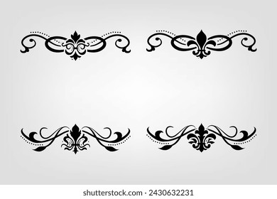 Text separator Baroque decoratice divider book typography ornament design elements vintage dividing shapes Border illustration
