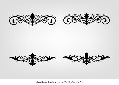 Text separator Baroque decoratice divider book typography ornament design elements vintage dividing shapes Border illustration
