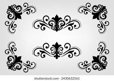 Text separator Baroque decoratice divider book typography ornament design elements vintage dividing shapes Border illustration