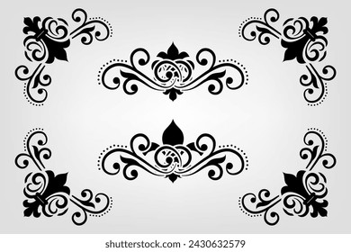 Text separator Baroque decoratice divider book typography ornament design elements vintage dividing shapes Border illustration