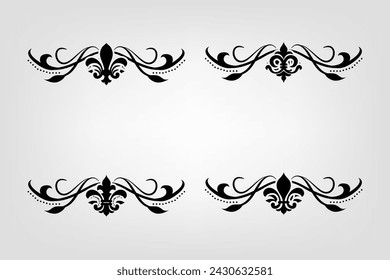 Text separator Baroque decoratice divider book typography ornament design elements vintage dividing shapes Border illustration