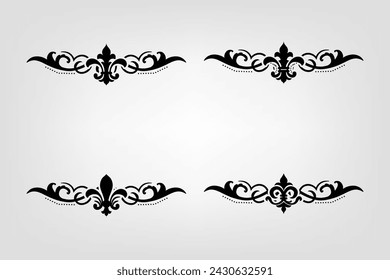 Text separator Baroque decoratice divider book typography ornament design elements vintage dividing shapes Border illustration