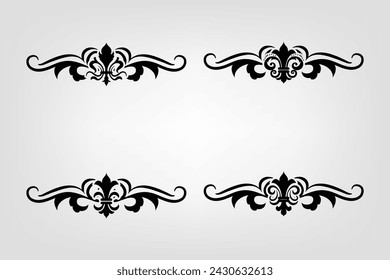 Separador de texto Barroco decorativo divisor libro tipografía ornamento elementos de diseño vintage formas de división Ilustración de borde