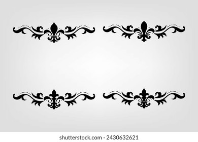 Separador de texto Barroco decorativo divisor libro tipografía ornamento elementos de diseño vintage formas de división Ilustración de borde