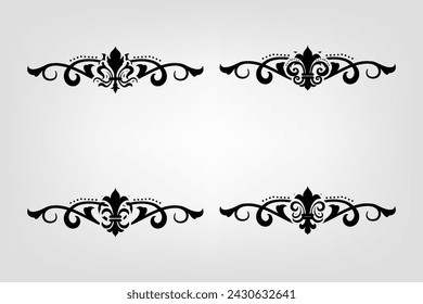 Separador de texto Barroco decorativo divisor libro tipografía ornamento elementos de diseño vintage formas de división Ilustración de borde