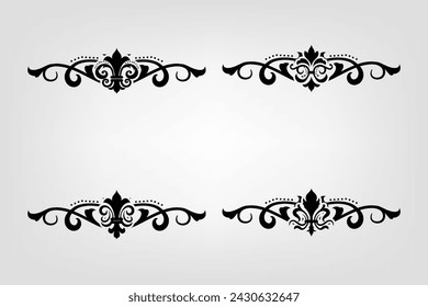 Text separator Baroque decoratice divider book typography ornament design elements vintage dividing shapes Border illustration