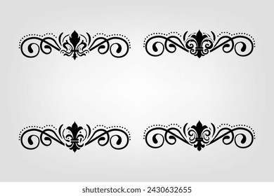 Text separator Baroque decoratice divider book typography ornament design elements vintage dividing shapes Border illustration