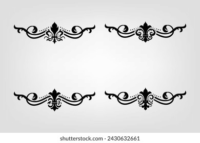 Text separator Baroque decoratice divider book typography ornament design elements vintage dividing shapes Border illustration