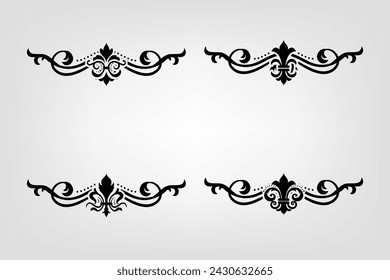 Text separator Baroque decoratice divider book typography ornament design elements vintage dividing shapes Border illustration
