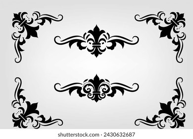 Text separator Baroque decoratice divider book typography ornament design elements vintage dividing shapes Border illustration