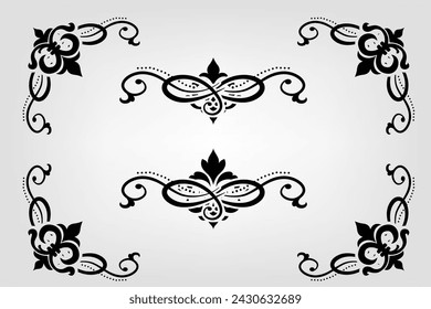 Text separator Baroque decoratice divider book typography ornament design elements vintage dividing shapes Border illustration