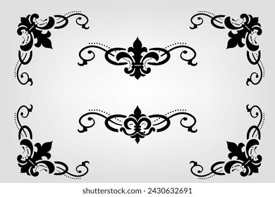 Separador de texto Barroco decorativo divisor libro tipografía ornamento elementos de diseño vintage formas de división Ilustración de borde