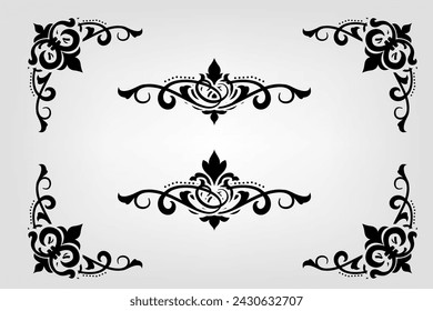 Text separator Baroque decoratice divider book typography ornament design elements vintage dividing shapes Border illustration
