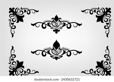 Text separator Baroque decoratice divider book typography ornament design elements vintage dividing shapes Border illustration