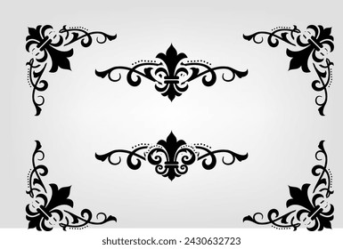 Text separator Baroque decoratice divider book typography ornament design elements vintage dividing shapes Border illustration