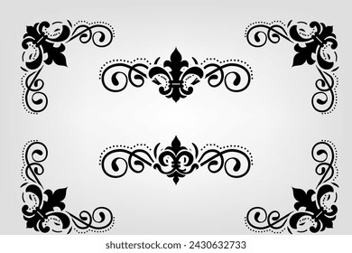 Text separator Baroque decoratice divider book typography ornament design elements vintage dividing shapes Border illustration