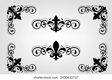 Text separator Baroque decoratice divider book typography ornament design elements vintage dividing shapes Border illustration