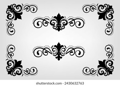 Separador de texto Barroco decorativo divisor libro tipografía ornamento elementos de diseño vintage formas de división Ilustración de borde