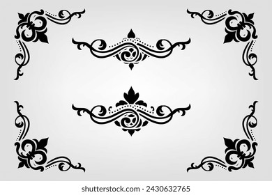 Text separator Baroque decoratice divider book typography ornament design elements vintage dividing shapes Border illustration