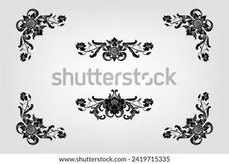 Text separator Baroque decoratice divider book typography ornament design elements vintage dividing shapes Border illustration