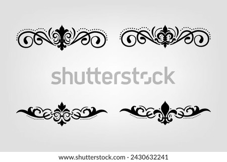 Text separator Baroque decoratice divider book typography ornament design elements vintage dividing shapes Border illustration