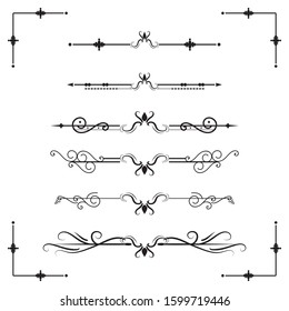 Text separator decoratice divider book typography ornament design elements vintage dividing shapes Border illustration