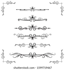 Text separator decoratice divider book typography ornament design elements vintage dividing shapes Border illustration