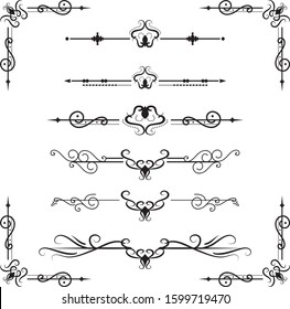 Text separator decoratice divider book typography ornament design elements vintage dividing shapes Border illustration