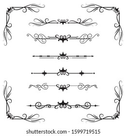 Text separator decoratice divider book typography ornament design elements vintage dividing shapes Border illustration