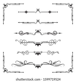 Text separator decoratice divider book typography ornament design elements vintage dividing shapes Border illustration