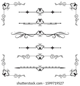 Text separator decoratice divider book typography ornament design elements vintage dividing shapes Border illustration