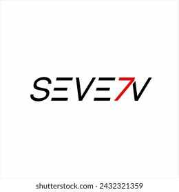 Text seven logo design with the number 7 on the letter N.