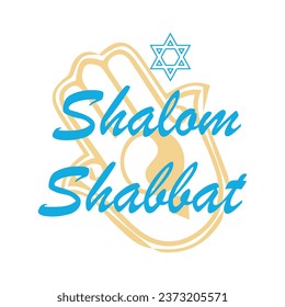 Text SHALOM SHABBAT on white background