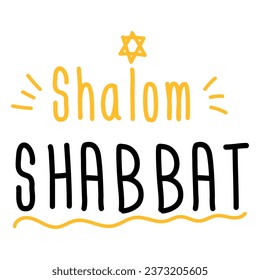 Text SHALOM SHABBAT on white background