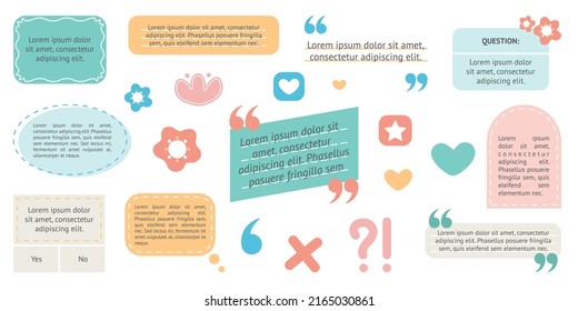 Text shapes. A set of simple designs such as frames, decorations, boundaries, balloons, dividers, etc.