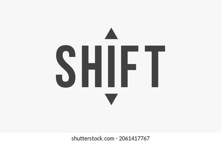 text SHIFT with arrow isolated on white background.