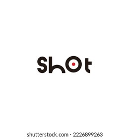 Text, "shot", circle geometric symbol simple logo vector