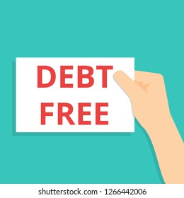 text showing Debt Free. Vector illustration