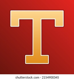 Text sign. Golden gradient Icon with contours on redish Background. Illustration.