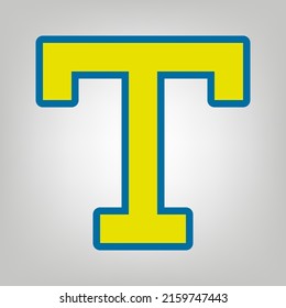 Text sign. Icon in colors of Ukraine flag (yellow, blue) at gray Background. Illustration.
