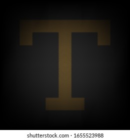 Text sign. Icon as grid of small orange light bulb in darkness. Illustration.