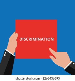 Text sign showing Discrimination. Vector illustration