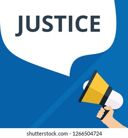 Text sign showing Justice. Vector illustration