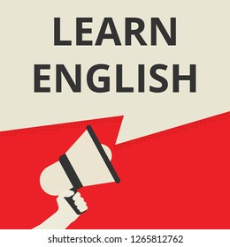 Text sign showing Learn English. Vector illustration