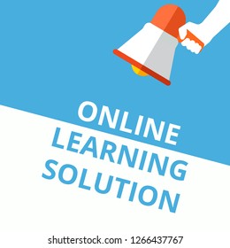 Text sign showing Online Learning Solution. Vector illustration